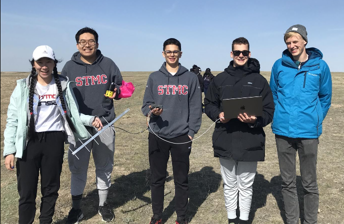 The CanSat team at the competition site.