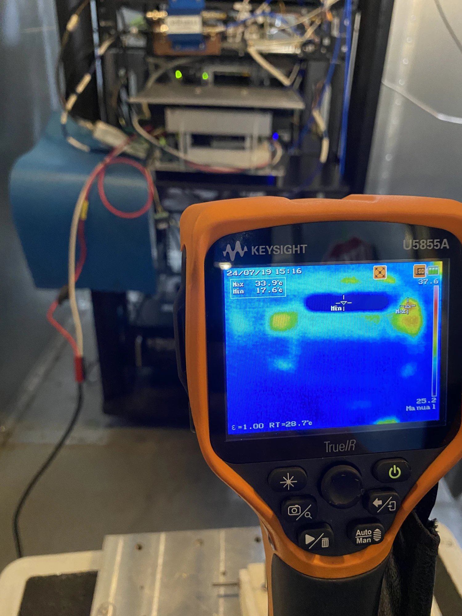 Thermal-camera inspection during testing.
